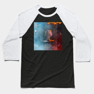 Awesome lightbulb face with fire and water Baseball T-Shirt